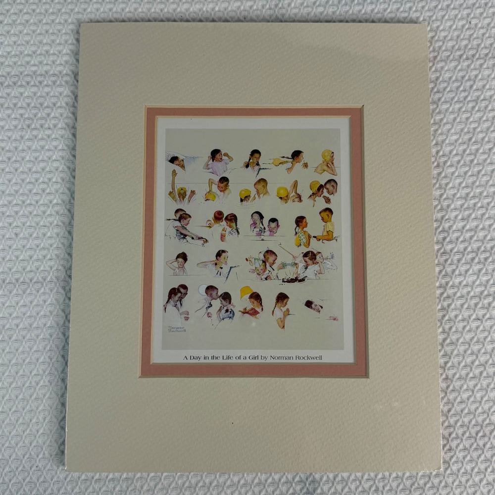 Norman Rockwell A Day in the Life of a Girl Matted Art Print 8x10 Americana NEW